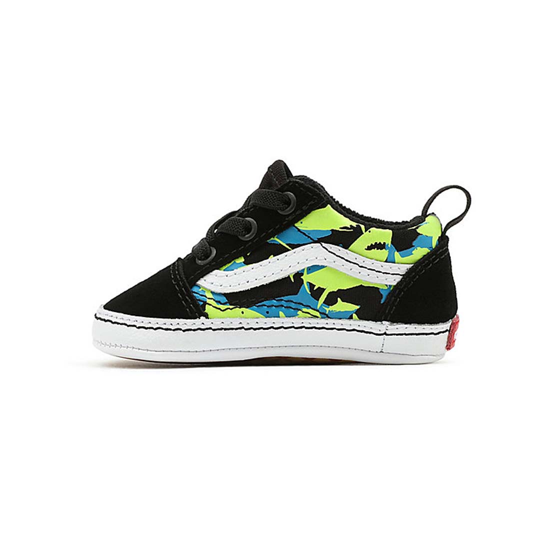Vans Infant Glow Sharks Old Skool Crib Black Safety Yellow 0 6 Weeks
