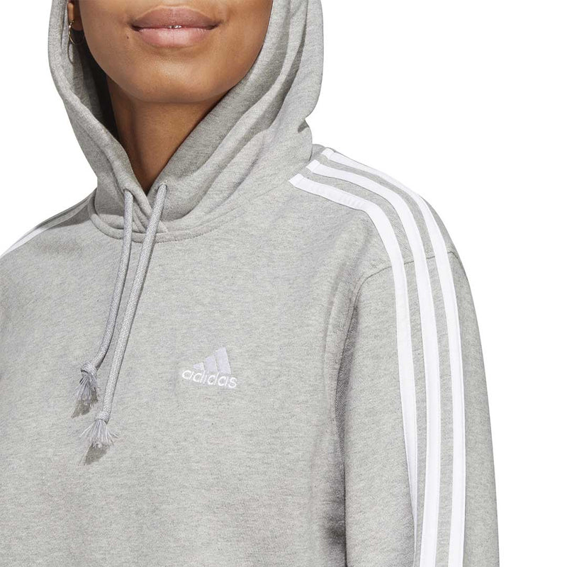 adidas - Sweat à capuche court Essentials 3 Stripes French Terry pour Femme (IC9910)