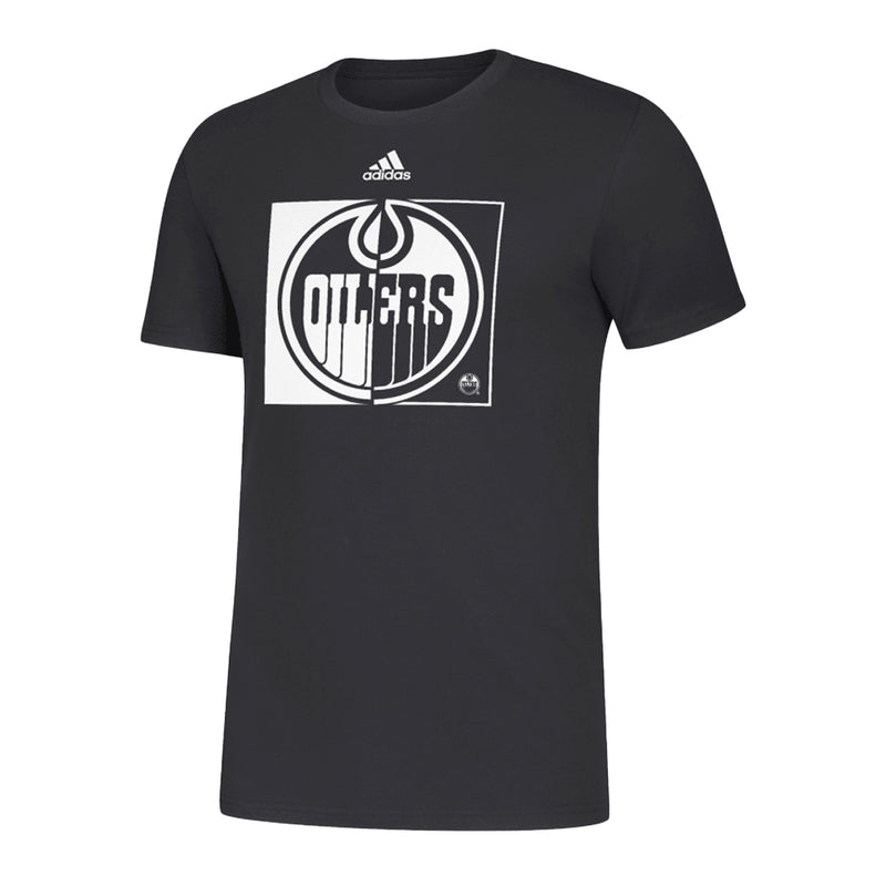 adidas - Men's Edmonton Oilers Black & White Tonal Logo Tee (EW7923)